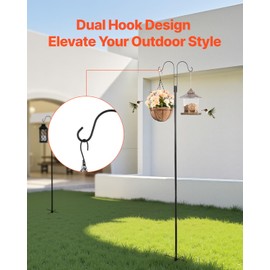 VEVOR Double Shepherds Hooks for Outdoor, 8 Pack 108 Inch Heavy Duty Bird Feeder Pole, 3/4 Inch Thick Garden Hooks for Hanging Hummingbird Feeder, Plant Baskets, Solar Light Lanterns,Wind Chimes
