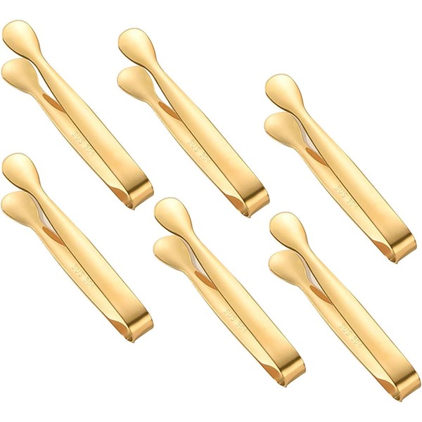KQDRAVINE 6 Kleine Zuckerzange EiswüRfelzange, Edelstahl Eiszange, Snack-Clip, SüßIgkeitszange, Eiszange,