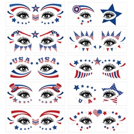 BEGOOD 4th of July Temporary Tattoos 10 Sheets Red White and Blue Tattoo for Adult Kids Patriotic American Flag Decorations Tattoos Party Favors Stickers for Independence Day
