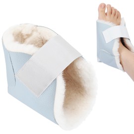 Jeere Heel Protector for Pressure Sores Boot Sheepskin Heel Pad Soft Foot Cushions Pad Adjustable Foot Pillows with Securing Strap for Protect Feet Ankle Pressure Bed Sores(Blue)