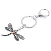 WEVENI 合金クリスタルトンボキーチェーン 昆虫チャーム エナメルジュエリー レディース ガールズ カーパースバッグアクセサリー, ブラック, 29mm x