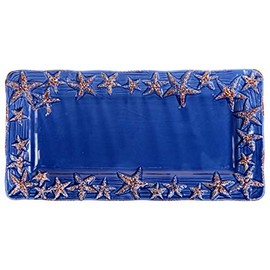 ceramic Starfish Long Platter/Tray/Dish - Ocean BLUE Glaze - for Pot pourri, Shells, Bathroom Ornament/Decor - 33cm