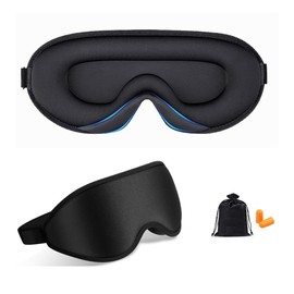 Little Agawama Sleep Eye Mask for Both Women and Men, 3D Weighted Eye Cover Sleeping Mask, Blackout Blindfold of Eyemask, Includes Travel Pouch (Black)