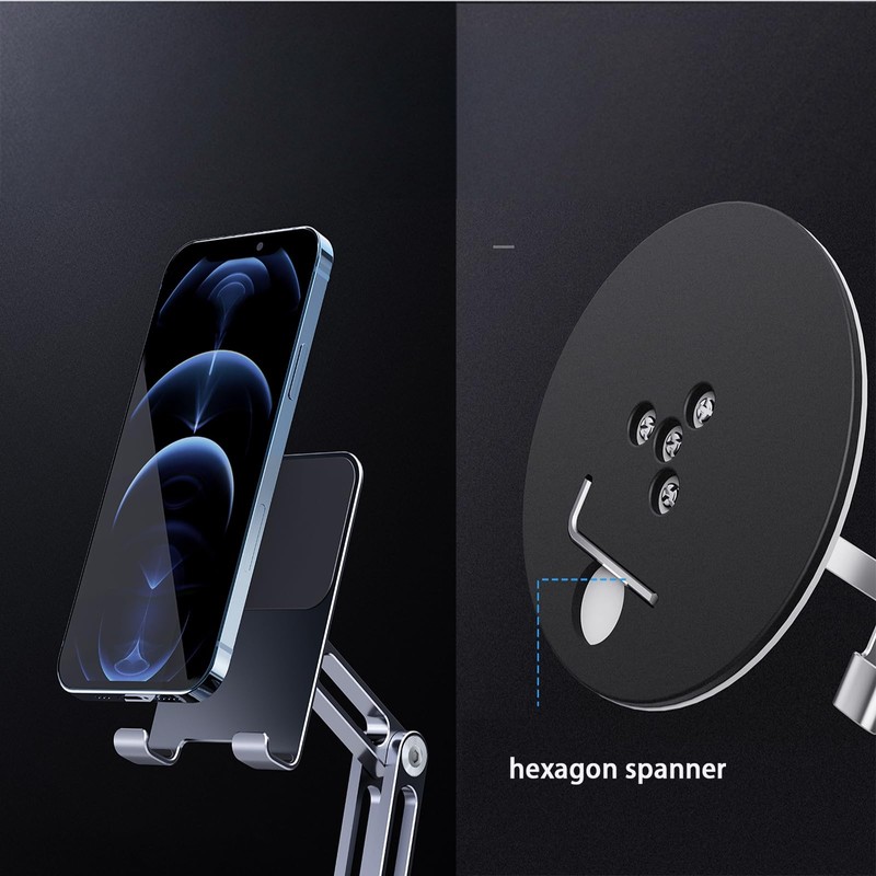 BONERUY Cell Phone & Tablet Stand for Desk, Adjustable 360°