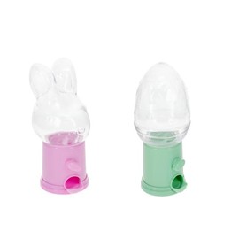 Set of 2 Easter Themed Plastic Bunny and Egg Shaped Candy Dispensers with Purple and Green Base