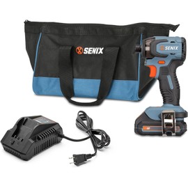 SENIX X2 20 Volt Max* 1/4-Inch Cordless Impact Driver, 4-Speed Battery Screwdriver, Brushless Motor, LED Light, 130 Foot-Pounds of Max Torque, Includes Soft Bag, 2.0 Ah Battery & Charger (PDIX2-M2)