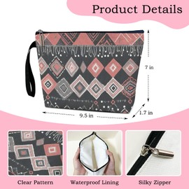 rizotus Boho Makeup Bag Travel Cosmetic Bag, Cosmetic Travel Bags For Women, Makeup Bag With Zipper Cosmetic Pouch Skincare Bag Toiletry Bag, Birthday Gifts Appreciation Gifts For Mom Wife -A27