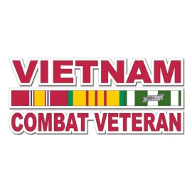 Vietnam w/ Ribbons Red Combat Veteran 10" Window Sticker Decal