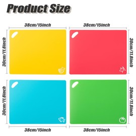 4Pcs Chopping Boards - Cutting Board, Multipurpose Colored Mats, Anti-Skid Chopping Board Set, Easy Hanging Boards with Colored Food Icons, Multipurpose, Dishwasher Safe Material (4 Colors)