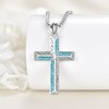 URONE Cross Necklace 925 Sterling Silver Cross Turquoise Pendant Necklace