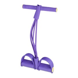 Relaxdays Multi Expander, Adjustable Pedals, Grip Piece, Multifunction Resistance Band for Fitness Training, Purple, 1 Piece