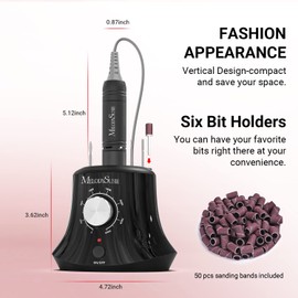 MELODYSUSIE Scarlet Nail Drill 30000RPM, Professional Low Noise, Low Vibration, Electric Nail Files, Nail Drill for Acrylic Nails and Gel Nails, Electronic equipment,(Black)