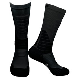 GermaPro Black/White Hiking Work Boot Cushion Socks for Men & Women w/Anti-Blister Moisture Wicking Functional Fabric 2 pairs