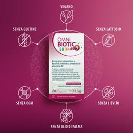 OMNi BiOTiC SR-9 Kids | 28 Stick orosolubili da 1,2 g | Con 9 Ceppi Probiotici | Si scioglie in bocca, senza acqua | VEGANO | Senza Glutine | Senza Lattosio