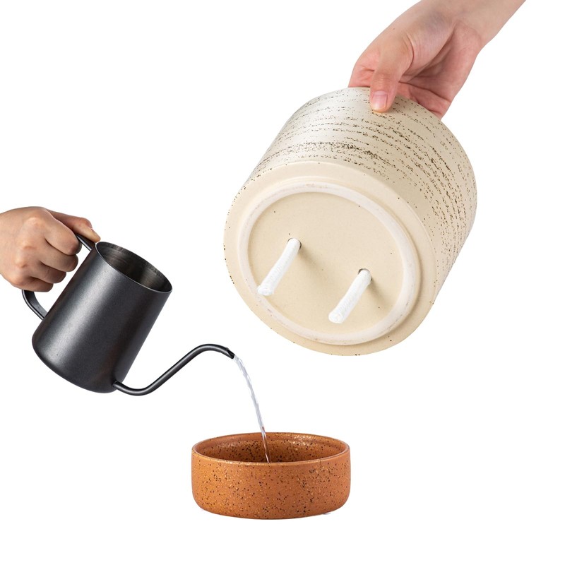 Chubacoo Self Watering Plant Pot: 6 Inch Ceramic Planter with