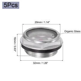 TA-VIGOR 5Pcs Air Compressor Oil Level Gauge Sight Glass, G3/4" Male Threaded Aluminum Hex Head Oil Liquid Indicator Sight Window Fittings for Air Compressor, Pump, Tank Sight Plug Window