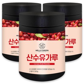 Hello Green Domestic Gurye Cornelian Cherry Powder 300gx3 cans / 헬로우그린 국산 구례 산수유 분말 가루 300gx3통