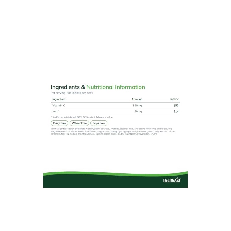 HealthAid Iron Bisglycinate 30mg Tablets – High Strength Iron Supplement