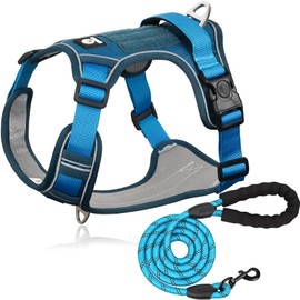MESVIER Arnés para Perro Chico Mediano Grande con Correa 1.5m, Pechera para Perro Ajustable Reflectante Transpirable, Arneses para Perros Sin Tirones para Caminar Viajar Entrenar Perros Accesorios
