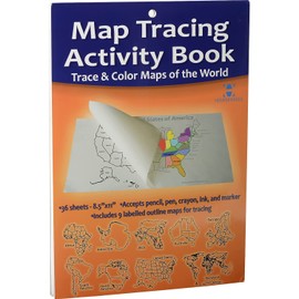 Waypoint Geographic World and USA Tracing Activity Book, Tracing Paper Coloring Book with Maps, Interactive Learning Resources for Kids, 9.5" L x 6.5" W x 2.5" H