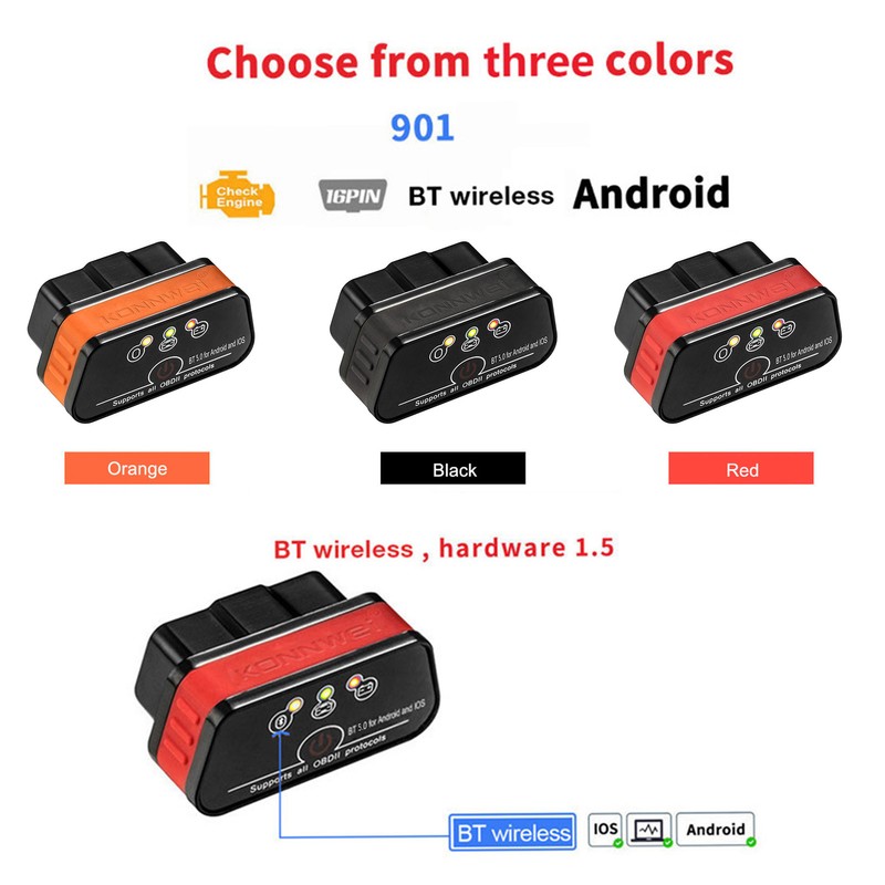 KONNWEI KW902 Mini BT 5.0 Wireless OBD-II Car Auto Diagnostic
