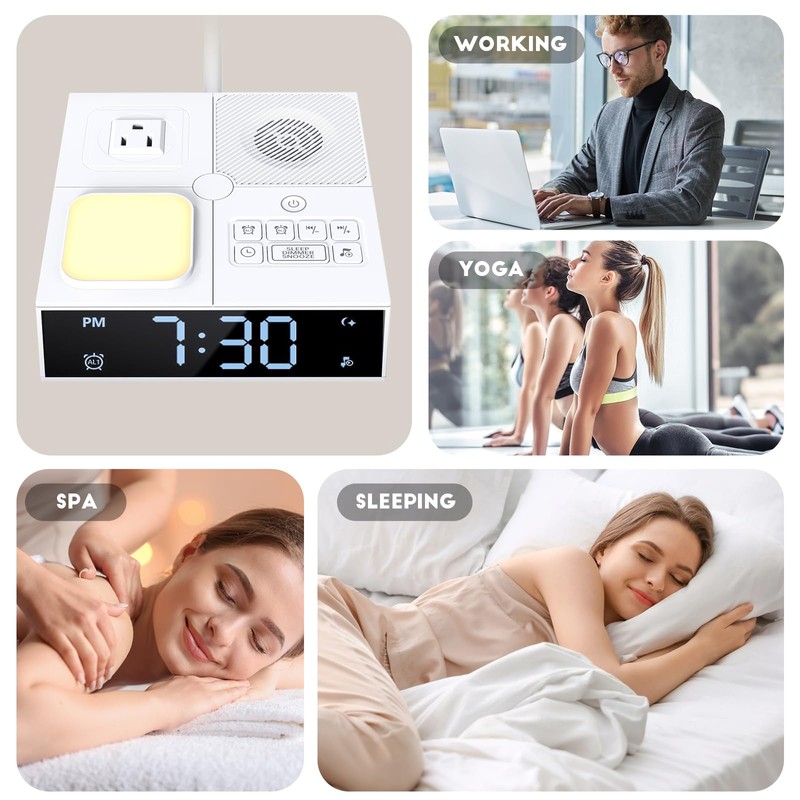 White Noise Sound Machine with Dual Alarm Clock - Soft