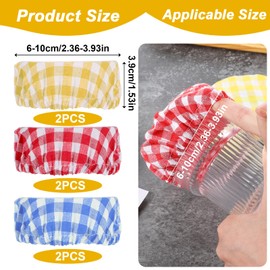 6 Pcs Jar Cloth Covers, Colorful Plaid Sourdough Starter Jar Cover Cloth, Reusable Elastic Sourdough Starter Bowl Covers Basket Cover Preserving Lids for 3-4 Inch Jar Mouth Baking Supplies