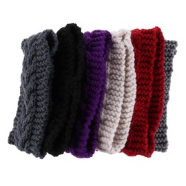Healeved 6pcs Wide Knitted Crochet Headbands for Women Soft Stretchy Hair Bands with Elasticity Lightweight Winter Hair Accessories for Sports Fitness and Makeup Gift with Colors