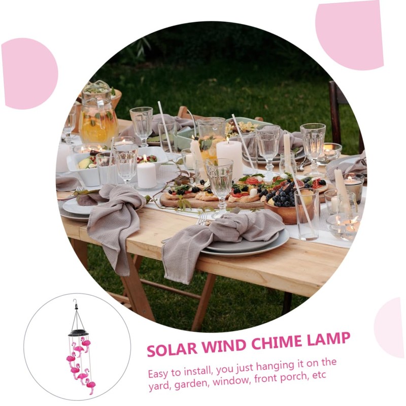 Happyyami Solar-Flamingo Solar Light for the Garden, Solar Wind Bell