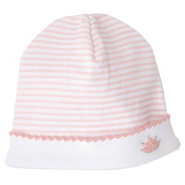 Mud Pie Baby Girls' French Knot Crown Cap, Pink/White, 0-3 Months