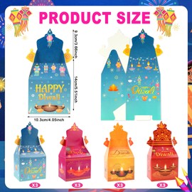 HOWAF 12 PCS Happy Diwali Candy Boxes Diwali Rangoli Party Decoration Gift Boxes Festival of Lights Treat Boxes Diwali Diya Goodie Boxes for Indian Deepavali Party Supplies Favor