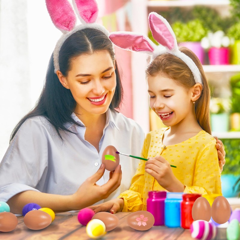 Wooden Easter Eggs,Boxed Wooden Dummy Eggs 6PCS(Brown)