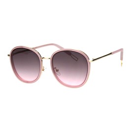 Womens Mod Elegant Double Rim Round Designer Sunglasses Gold Pink Smoke