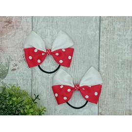 Pack Of 2 Red & White Polka Dot Satin Ribbon Handmade Hair Bow Accessory