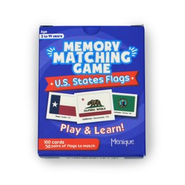 Menique, Memory Matching Game U.S. States Flags, Educational Card Game.