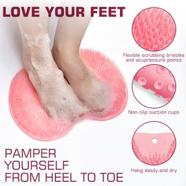Shower Foot Scrubber Mat Back Washer Back Exfoliating Bath Wash Pad Wall Mounted Slip Suction Cups Foot Scrubber for Use in Shower Cups Foot Cleaner for Men and Women
