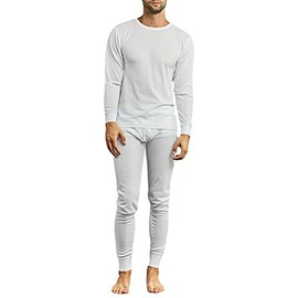 Men's 2pc Long Thermal Underwear Set (White, Medium)