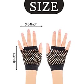 SamHeng Short Fishnet Gloves, 1 Pair Yellow Pierced Nylon Fingerless Mesh Gloves Funky Retro Elegant Stretchy Opera Evening Party 1920s Gloves for 80s Party Dance Disco Costume Parties Supplies