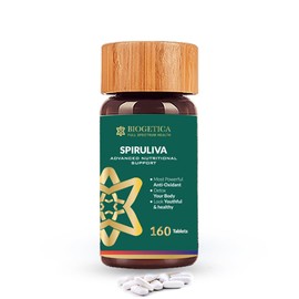 Biogetica Organic Spiruliva Pills with Astaxanthin - Non-GMO, Rich in Vegan Protein, Vitamins & Prebiotics - 100% Vegan Ayurveda Supplement - 160 Tablets