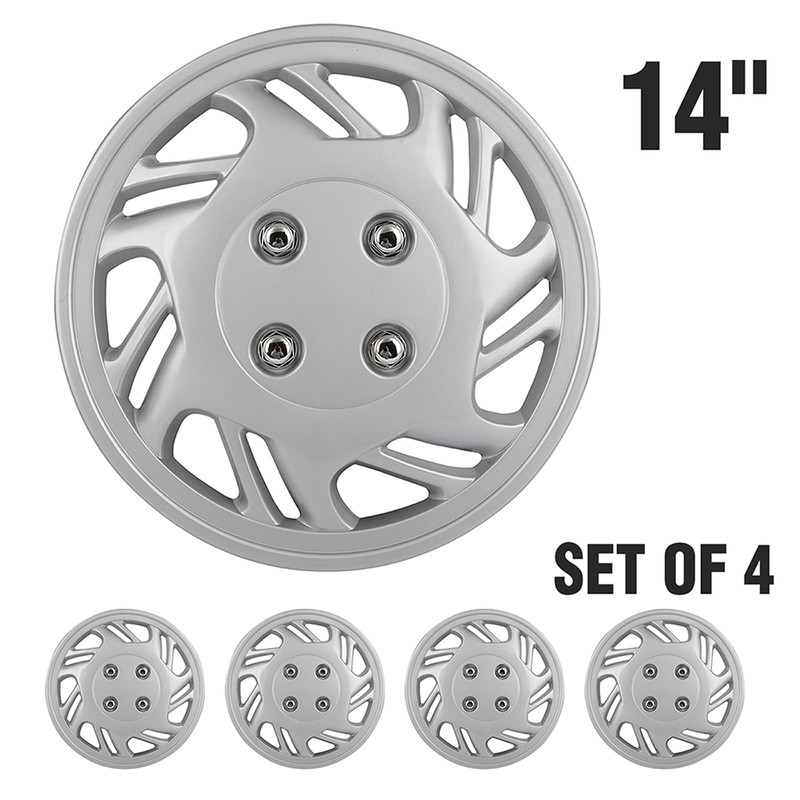 SCTIOO 4-Piece 13" Silver Hubcaps,Easy to Install and Suitable for