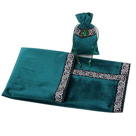 BLESSUME Wicca Altar Tarot Reading Tablecloth with Map Pocket, Square 62 x 62 cm, Green 1