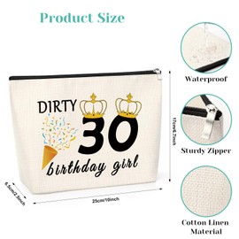 30th Birthday Gifts for Women Makeup Bag Happy 30th Birthday Gifts Birthday Presents for Women Friend Sister Daughter Turning 30 Cosmetic Pouch for 30 Year Old Female Colleague Zipper Pouch