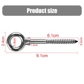 LALAGO Pack of 12 Eye Bolts | Eye Bolt M6 x 60 mm | Eye Bolts M6 | Eye Bolt 304 Stainless Steel | Screw Hook Eye Bolts M6
