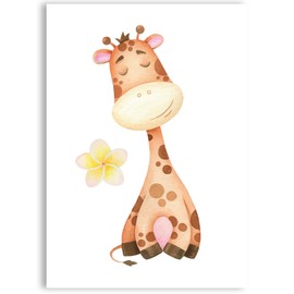 Happymotive Premium Children's Room Poster DIN A4 - Premium Print on 300 g Paper - Wall Decoration for Children Nursery Baby Room School Classroom (Giraffe)