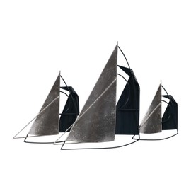 Sagebrook Home Metal Wall Art Sailboat Decor - 3D Nautical Ocean Theme - Iron & Metal Construction - Modern Coastal Wall Sculpture for Home, Office, Bedroom, Living Room - 17" Blue