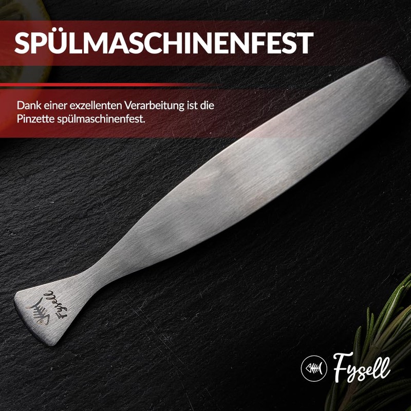 Fysell Brushed Stainless Steel Fish Bone Tongs - Straight Head