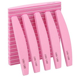 Paquete de 20 pulidores de uñas de grano 100/180, lavables, de doble cara, lima de bloque de lijado de uñas para uñas acrílicas de gel natural, color 