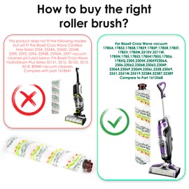 (2 Pieces) Multi-Surface Pet Pro Brush Rolls Compatible with Bissell CrossWave 1785 Series And CrossWave Pet Pro 2306A Vacuum Cleaner, Replacement Roller Brush, Compare to Part 1613568