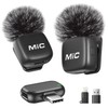 Newmight Wireless Lavalier Microphone, 2 Pack Mini Microphone with Noise