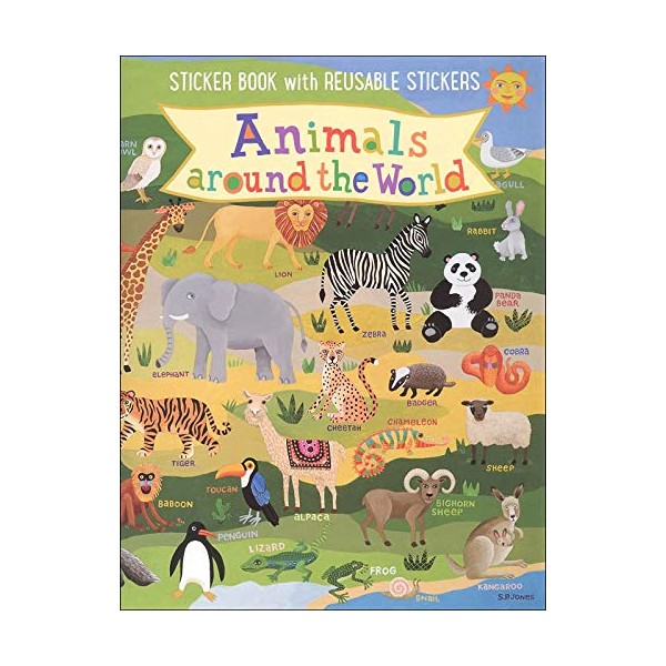 Waypoint Geographic Kids' Animals Around The World Sticker Book, Self-Adhesive Vinyl Stickers, Illustrated Reusable Sticker Book, Informative Educational Tool for Kids, 12.25” L x 8.75” W x 0.25” H